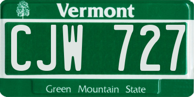 VT license plate CJW727