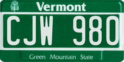 VT license plate CJW980