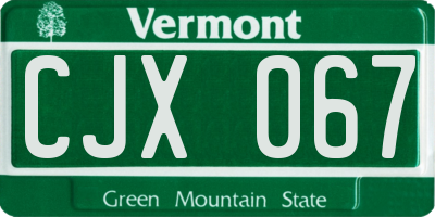 VT license plate CJX067