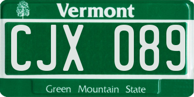 VT license plate CJX089