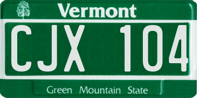 VT license plate CJX104