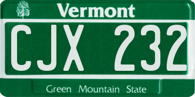 VT license plate CJX232