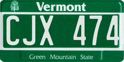 VT license plate CJX474