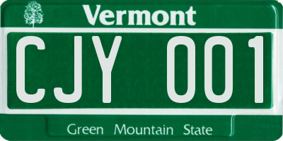 VT license plate CJY001