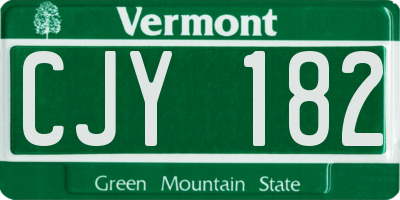 VT license plate CJY182