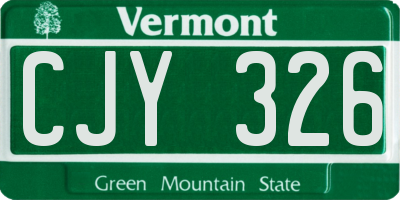 VT license plate CJY326