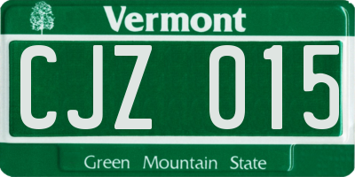 VT license plate CJZ015