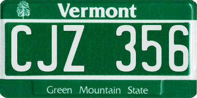 VT license plate CJZ356