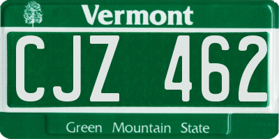 VT license plate CJZ462