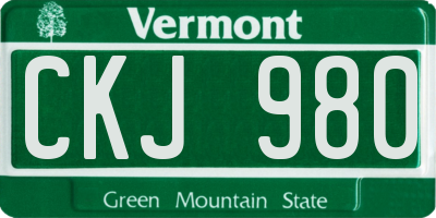 VT license plate CKJ980