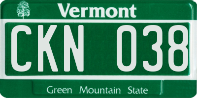 VT license plate CKN038