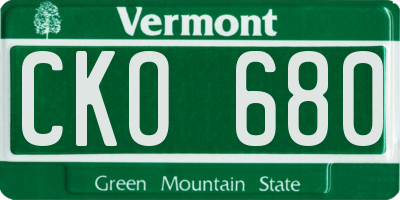 VT license plate CKO680