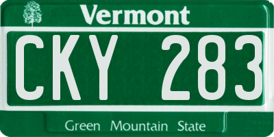 VT license plate CKY283