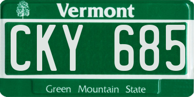 VT license plate CKY685
