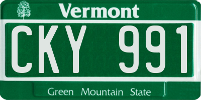VT license plate CKY991