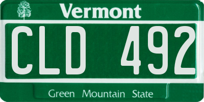 VT license plate CLD492
