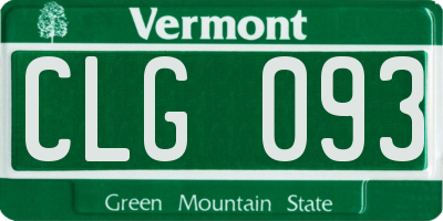 VT license plate CLG093