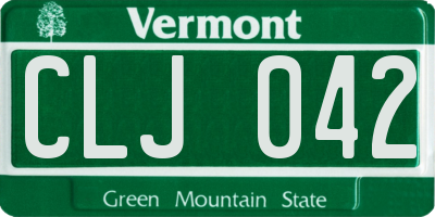 VT license plate CLJ042