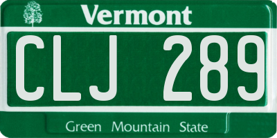 VT license plate CLJ289