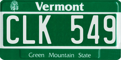 VT license plate CLK549