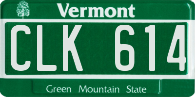 VT license plate CLK614