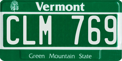VT license plate CLM769