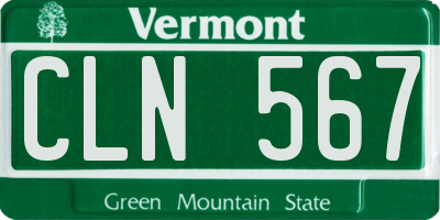 VT license plate CLN567