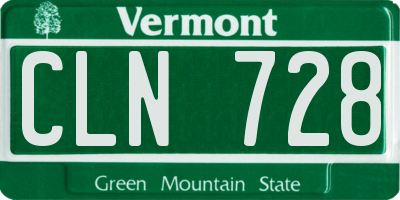 VT license plate CLN728