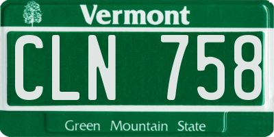 VT license plate CLN758