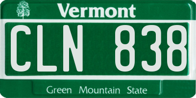 VT license plate CLN838