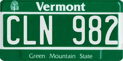 VT license plate CLN982