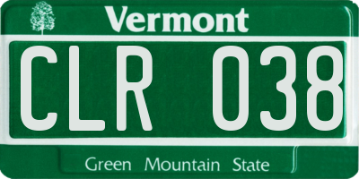 VT license plate CLR038