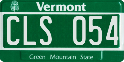 VT license plate CLS054