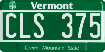 VT license plate CLS375