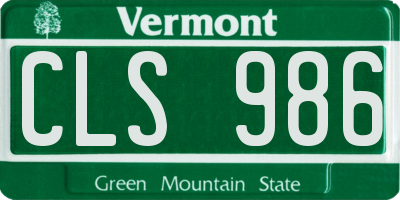 VT license plate CLS986