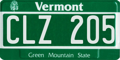 VT license plate CLZ205