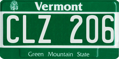 VT license plate CLZ206