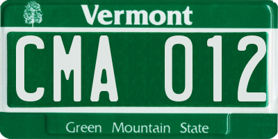 VT license plate CMA012