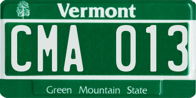 VT license plate CMA013