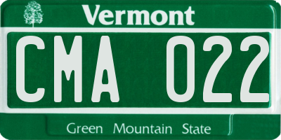 VT license plate CMA022