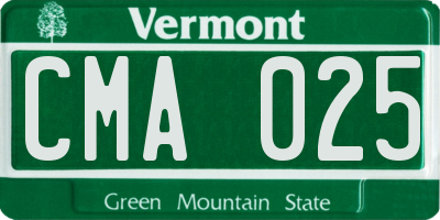 VT license plate CMA025