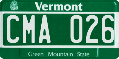VT license plate CMA026