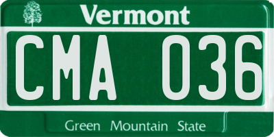 VT license plate CMA036