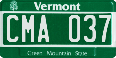 VT license plate CMA037