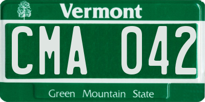 VT license plate CMA042