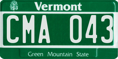 VT license plate CMA043