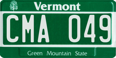 VT license plate CMA049
