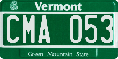 VT license plate CMA053
