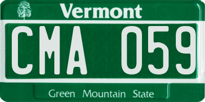 VT license plate CMA059