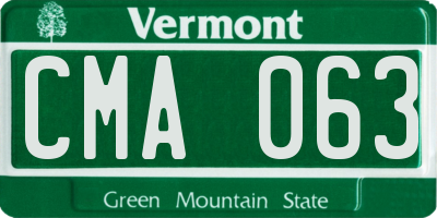 VT license plate CMA063